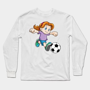 Girl as Soccer player with Soccer ball Long Sleeve T-Shirt